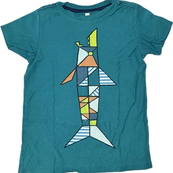 Tea Collection Teal Geometric Fish Tee - Picture 2 of 4